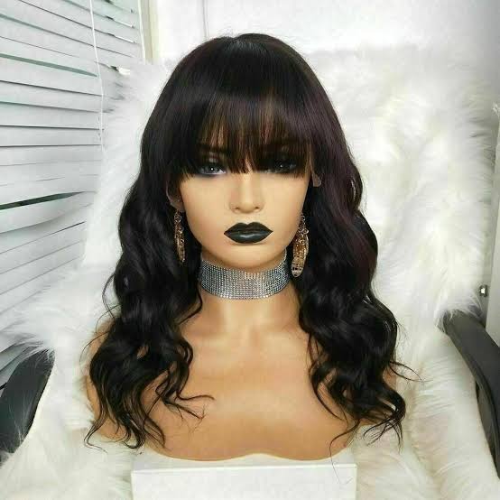 Full Wavy Bouncy Tips With Fringe Hair Wig